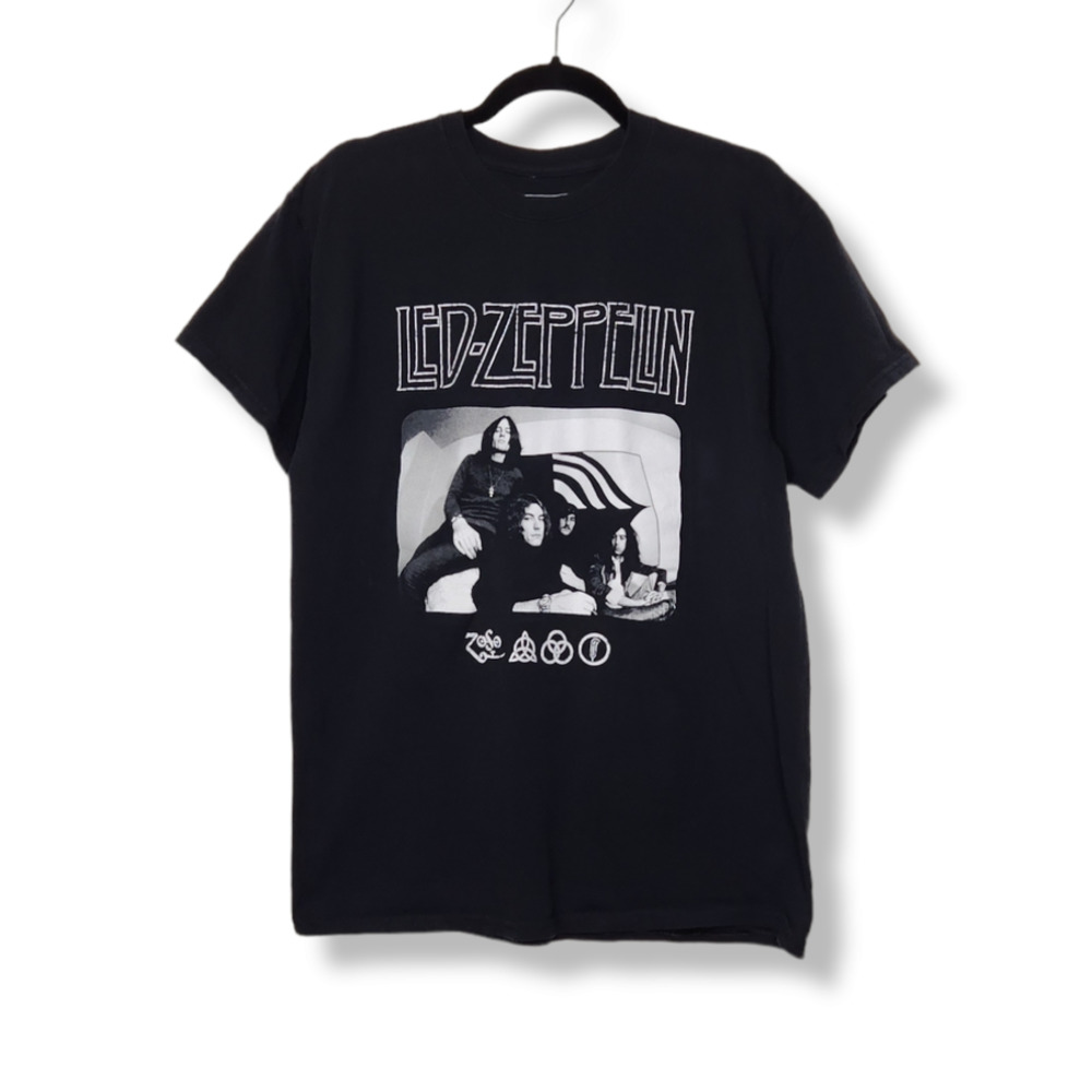 Led Zeppelin ZOSO Large Black Band Concert Rock Shirt Y2K